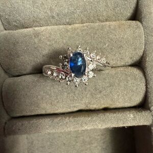Elegant Silver and Blue Gemstone Ring